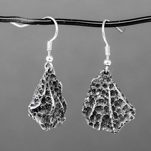 Fan Coral Drop Earrings - Oxidised Silver by Silverfish