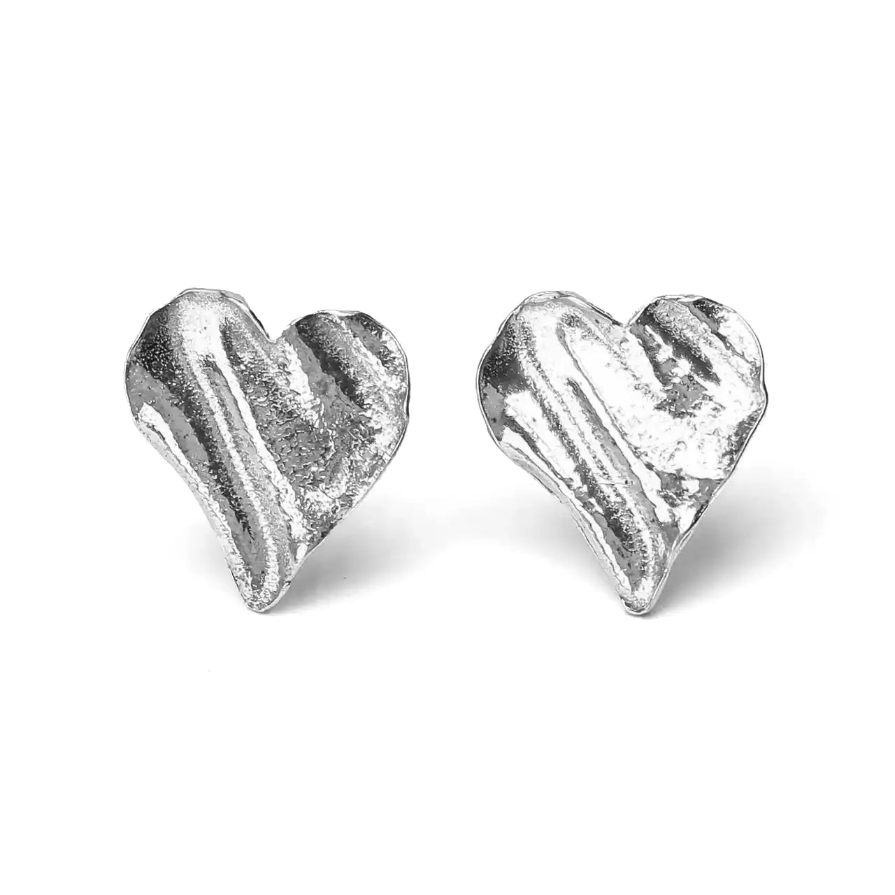 Ribbon Heart Silver Stud Earrings - Tiny by Silverfish