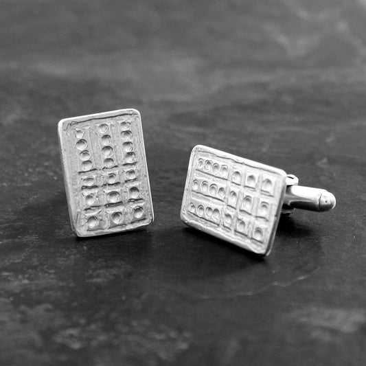 Bedolina Map Rock Art Silver Cufflinks by Silverfish