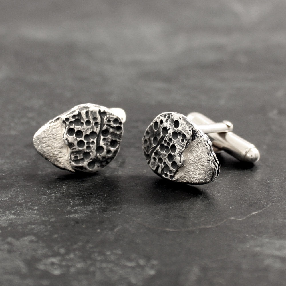 Trefael Oxidised Silver Cufflinks by Silverfish