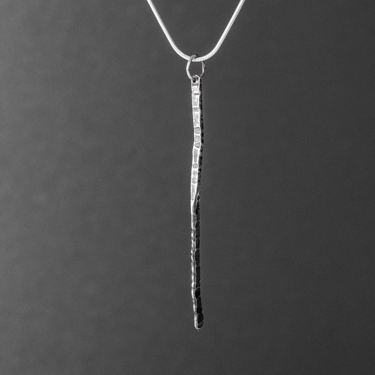 Forged Oxidised Silver Pendant - Long by Silverfish