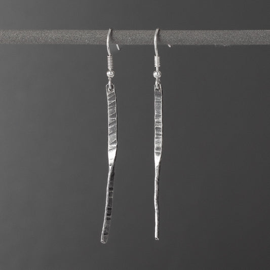 Forged Oxidised Silver Drop Earrings - Short by Silverfish