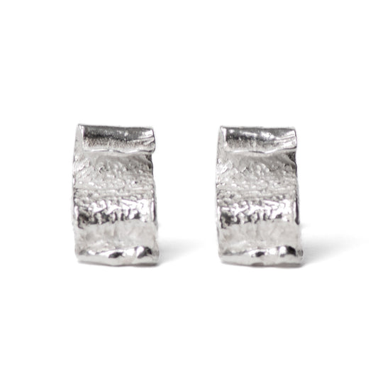 Ribbon Silver Stud Earrings - Narrow by Silverfish