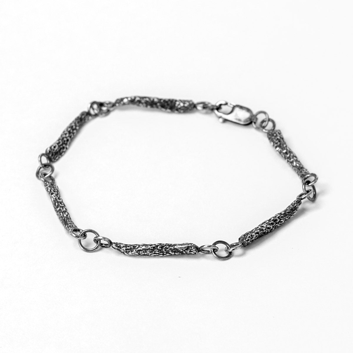 Long Coral Oxidised Silver Full Bracelet by Silverfish Jewellery