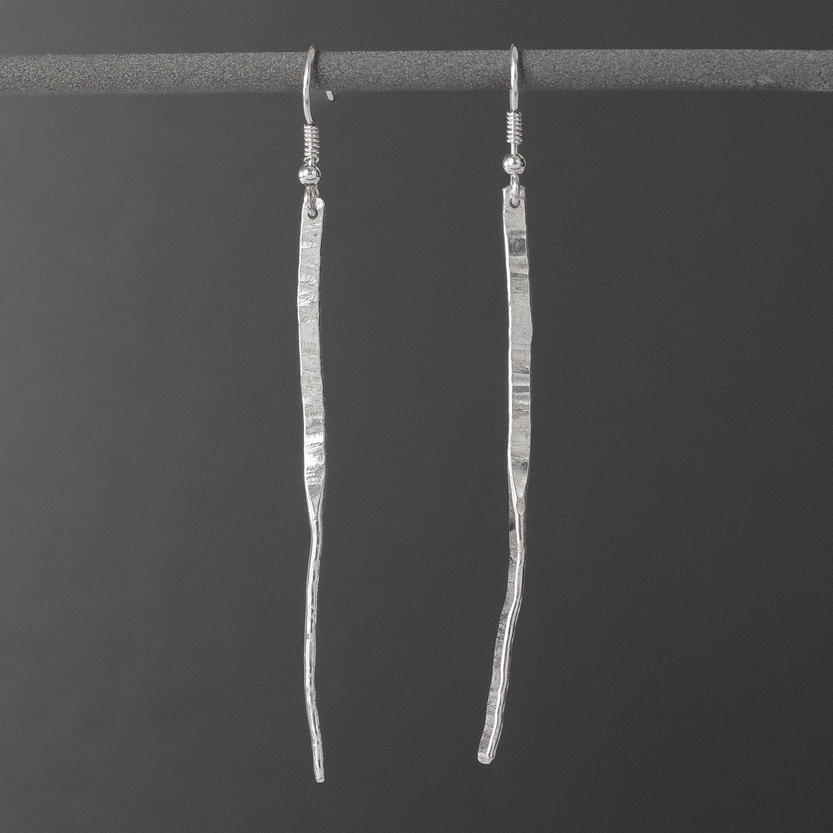 Forged Silver Drop Earrings - Long by Silverfish