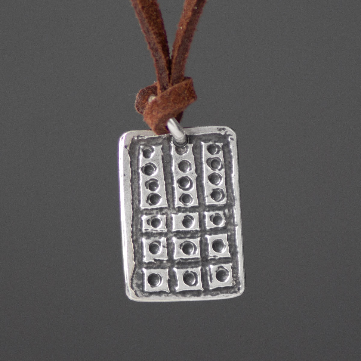 Bedolina Map Rock Art Oxidised Silver Pendant On Leather by Silverfish