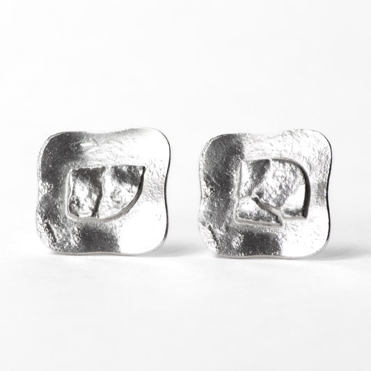 Mosaic Square Silver Stud Earrings by Silverfish