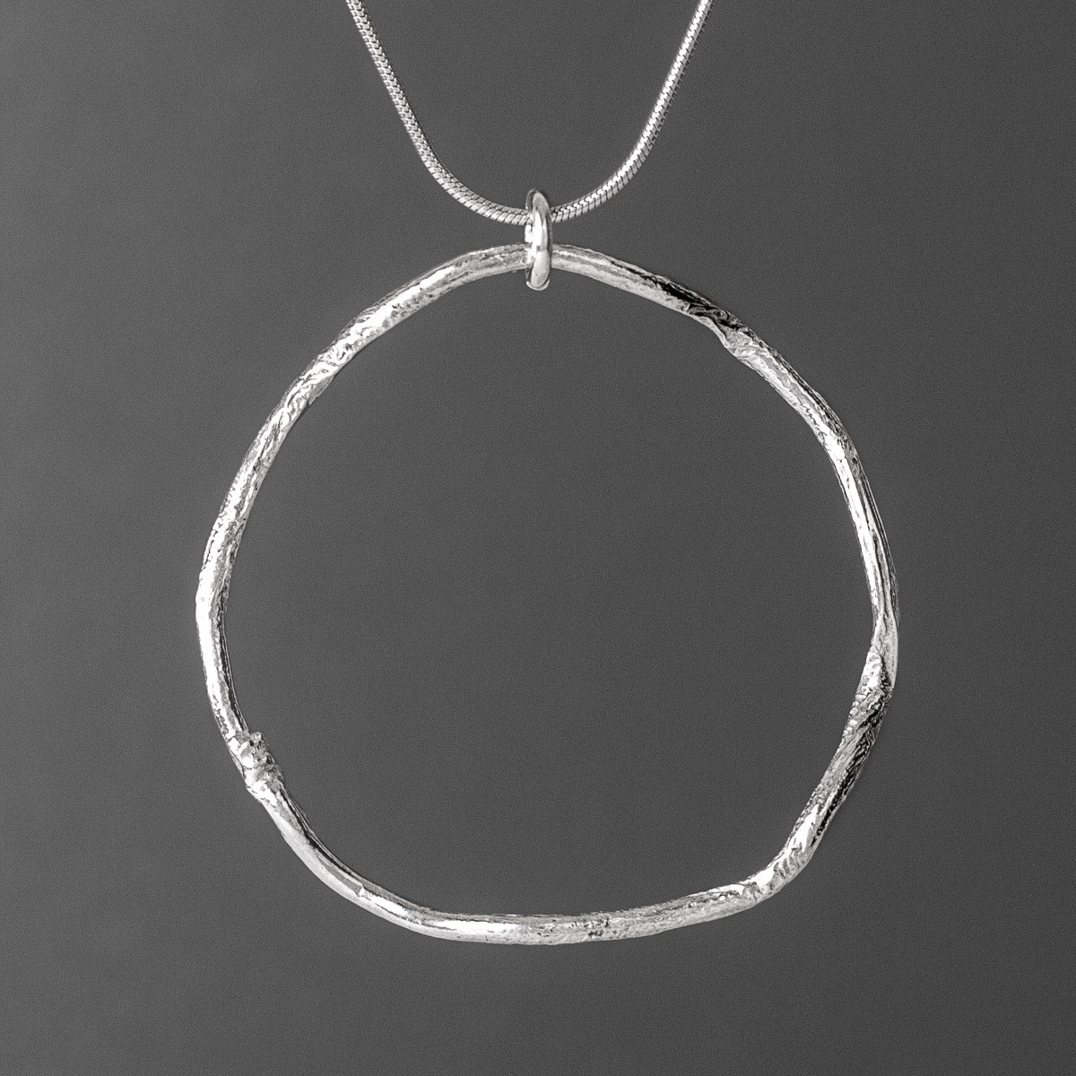 Tendril Circle Silver Pendant - Extra Large by Silverfish