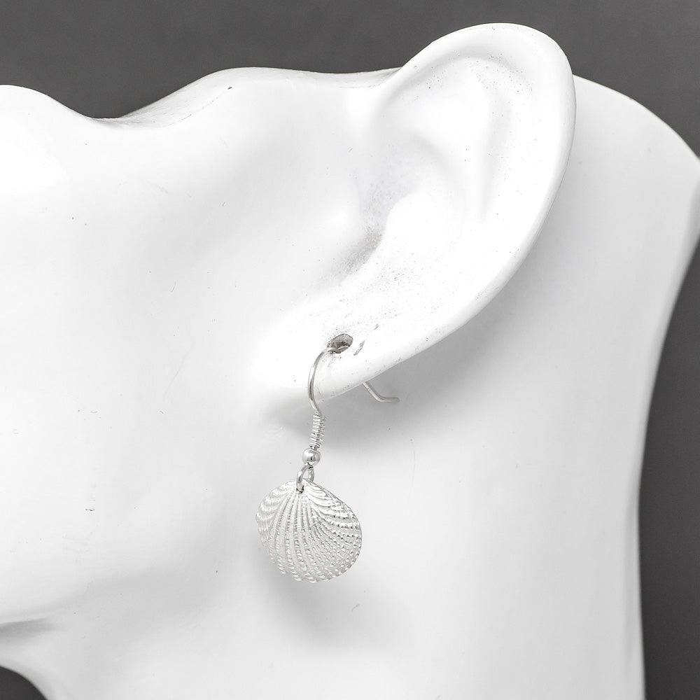 Thai Cockle Drop Earrings - Silver by Silverfish