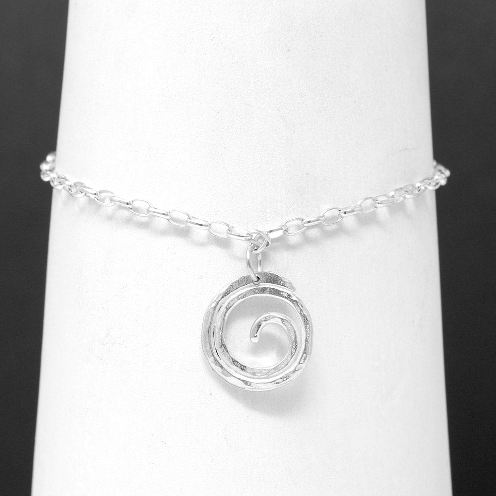 Spiral Silver Charm Bracelet - Large by Silverfish