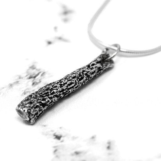 Long Coral Pendant - Oxidised Silver by Silverfish