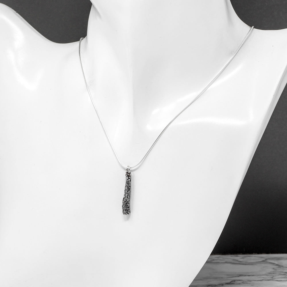 Long Coral Pendant - Oxidised Silver by Silverfish