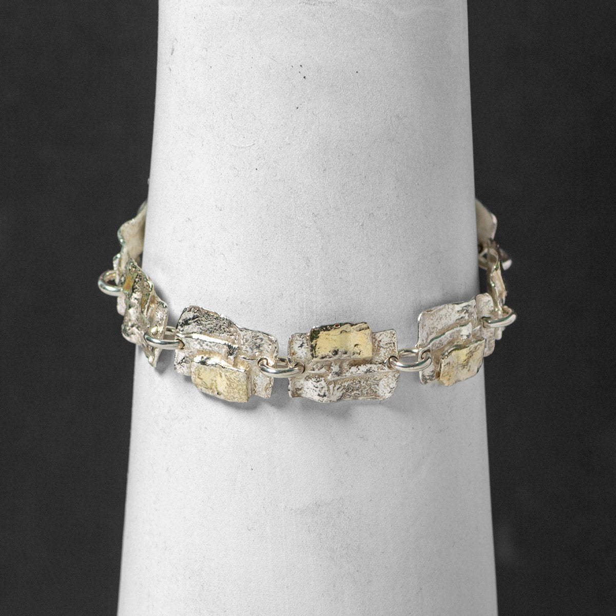 Patchwork Ribbon Silver and Gold Bracelet by Silverfish