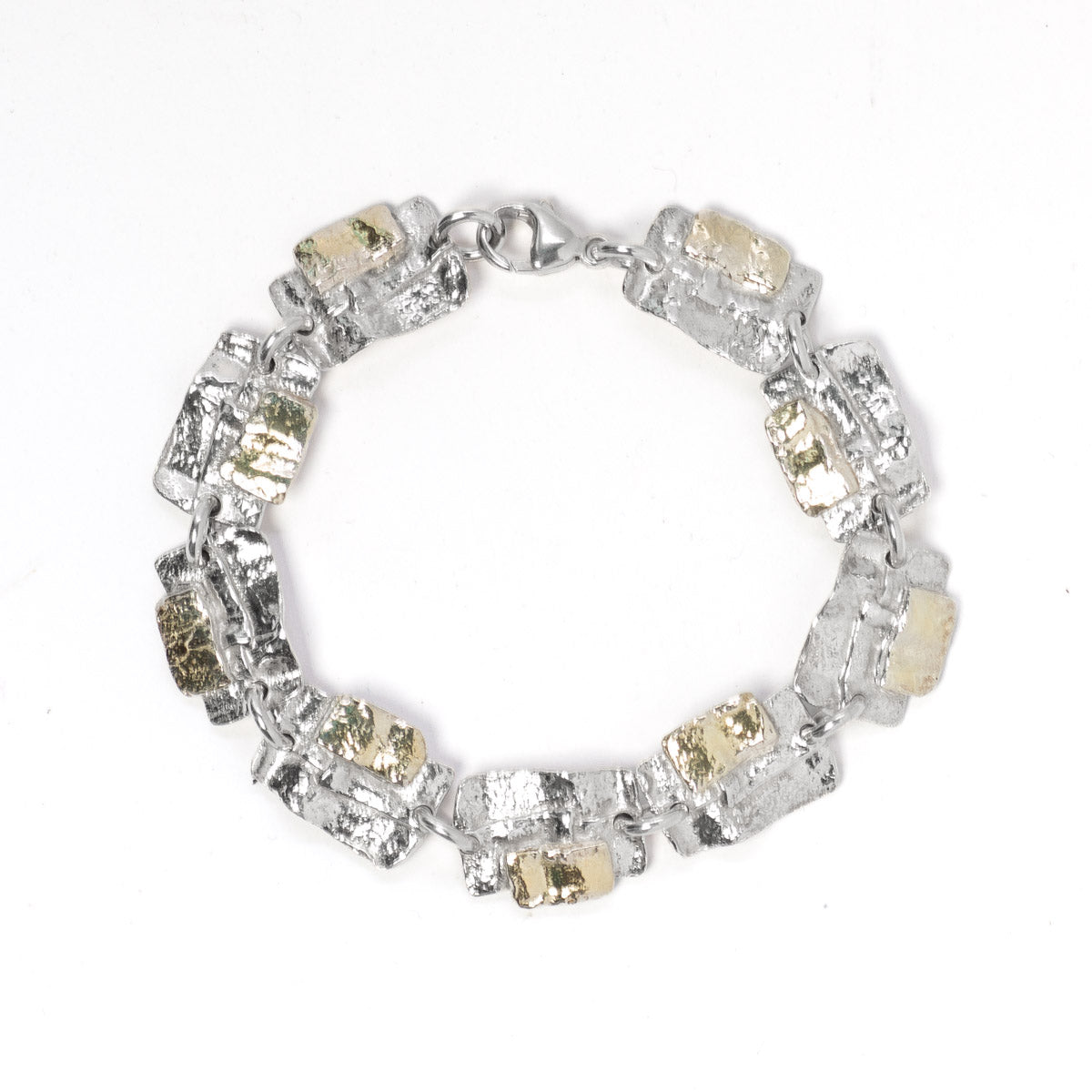 Patchwork Ribbon Silver and Gold Bracelet by Silverfish