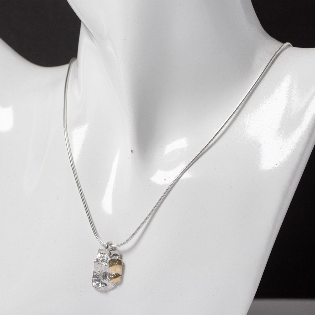 Patchwork Ribbon Silver and Gold Pendant by Silverfish