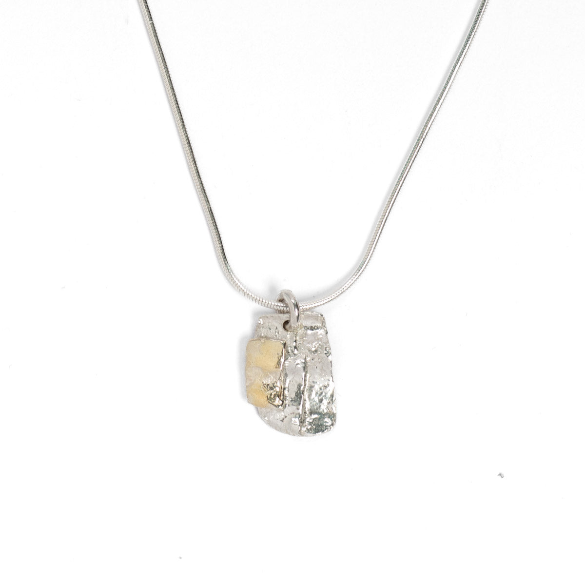 Patchwork Ribbon Silver and Gold Pendant by Silverfish