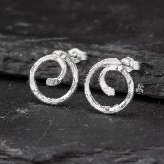 Spiral Silver Stud Earrings - Medium by Silverfish