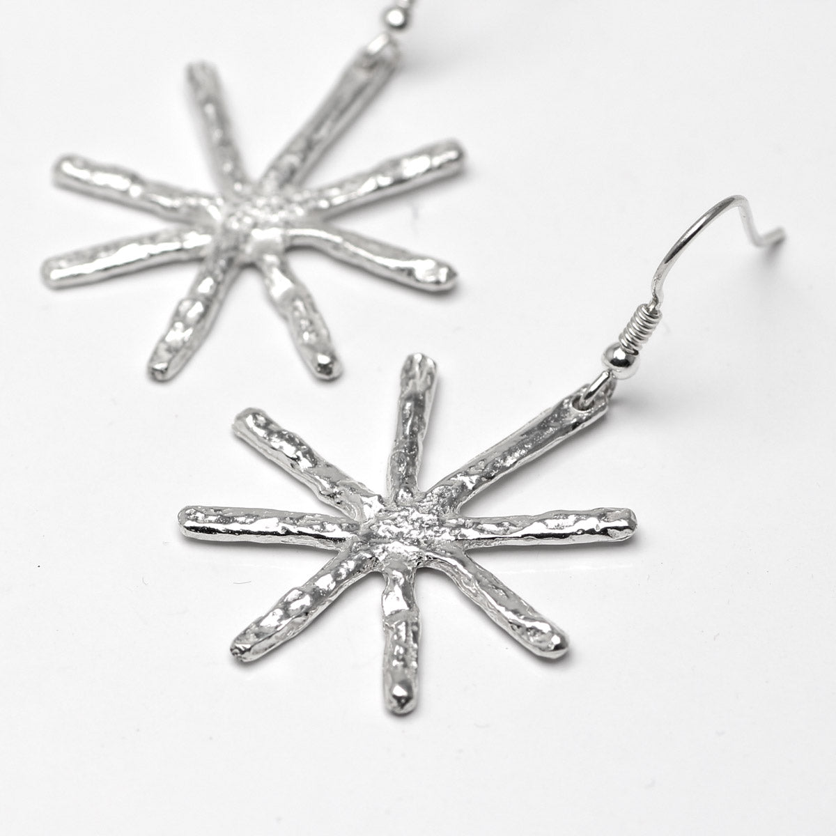 Snowflake Silver Drop Earrings - Large by Silverfish