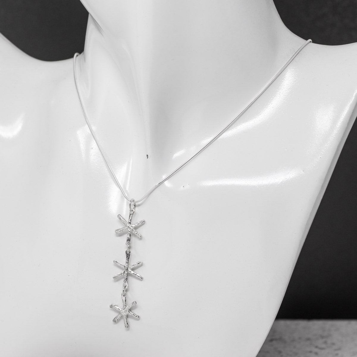 Snowflake Triple Silver Pendant by Silverfish