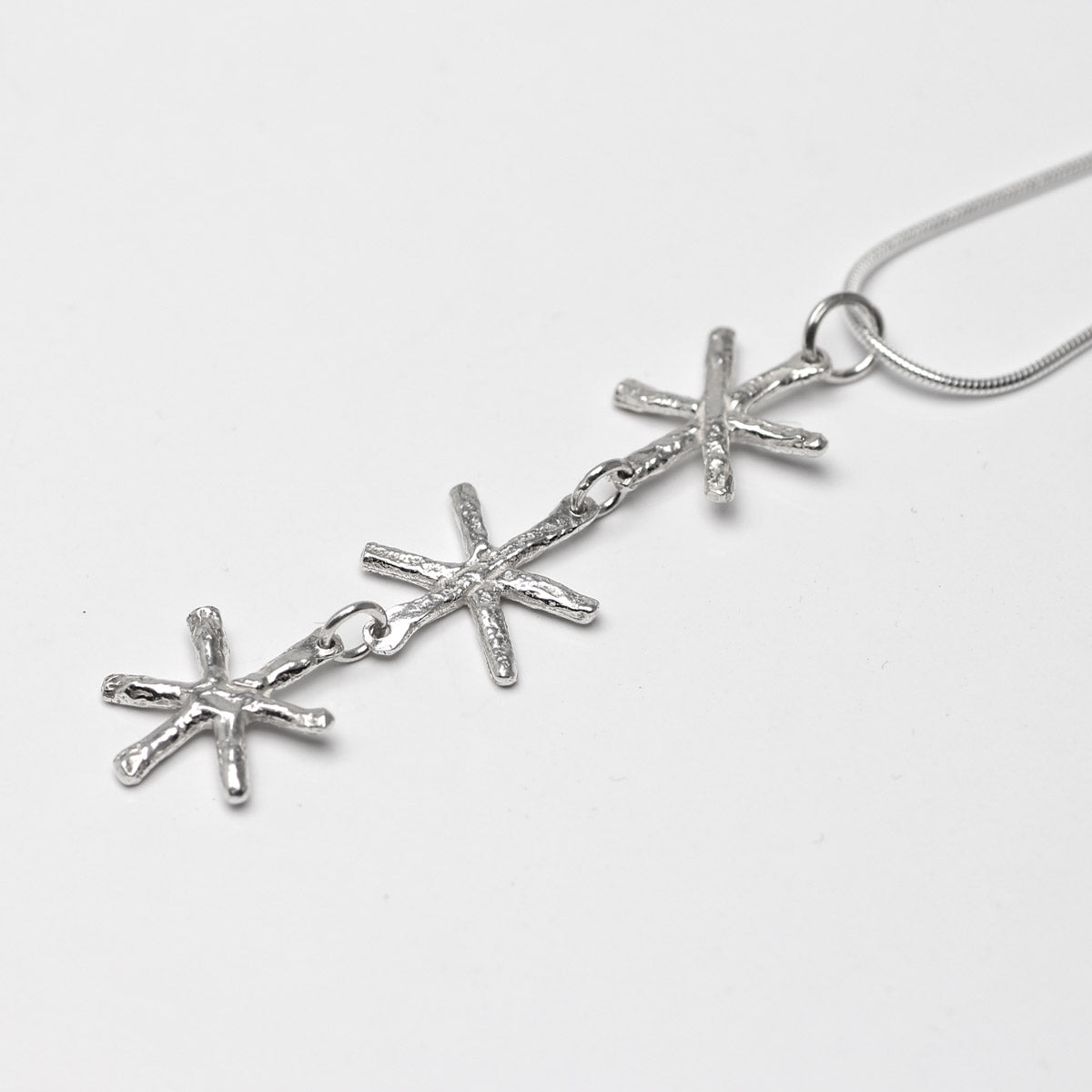 Snowflake Triple Silver Pendant by Silverfish