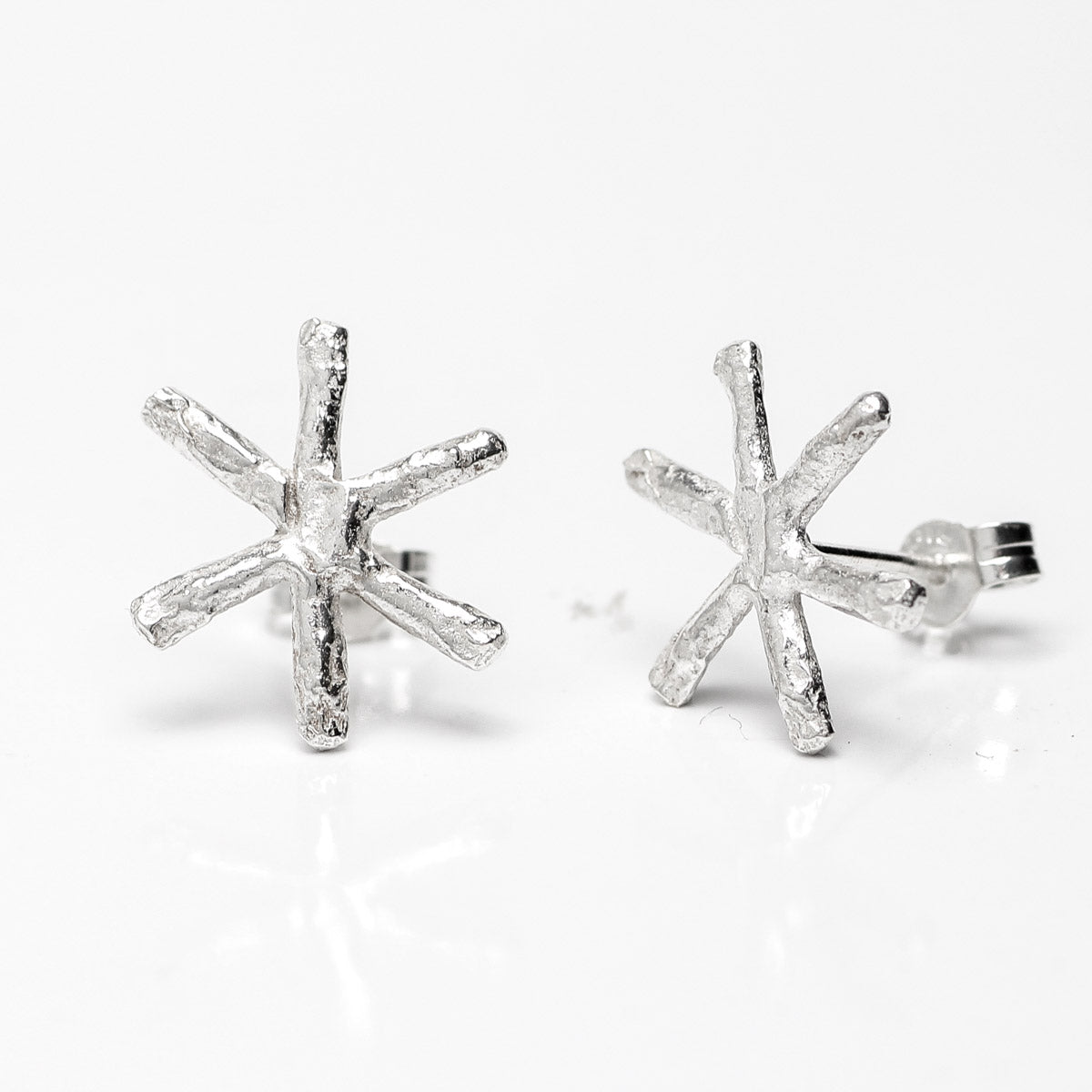 Snowflake Silver Studs Earrings - Small by Silverfish