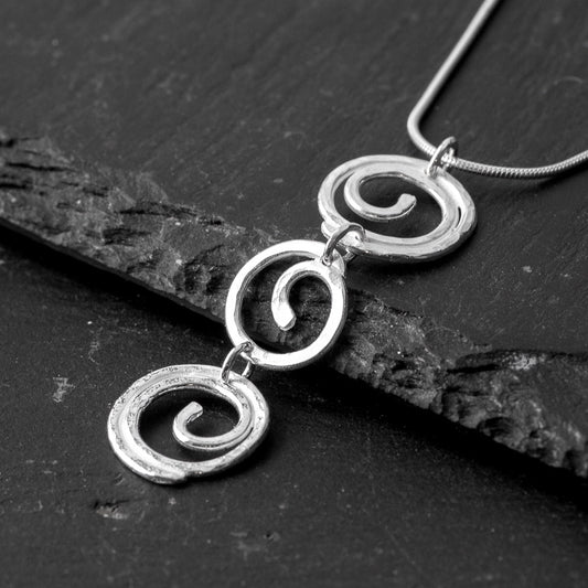 Spiral Silver Pendant - Triple by Silverfish