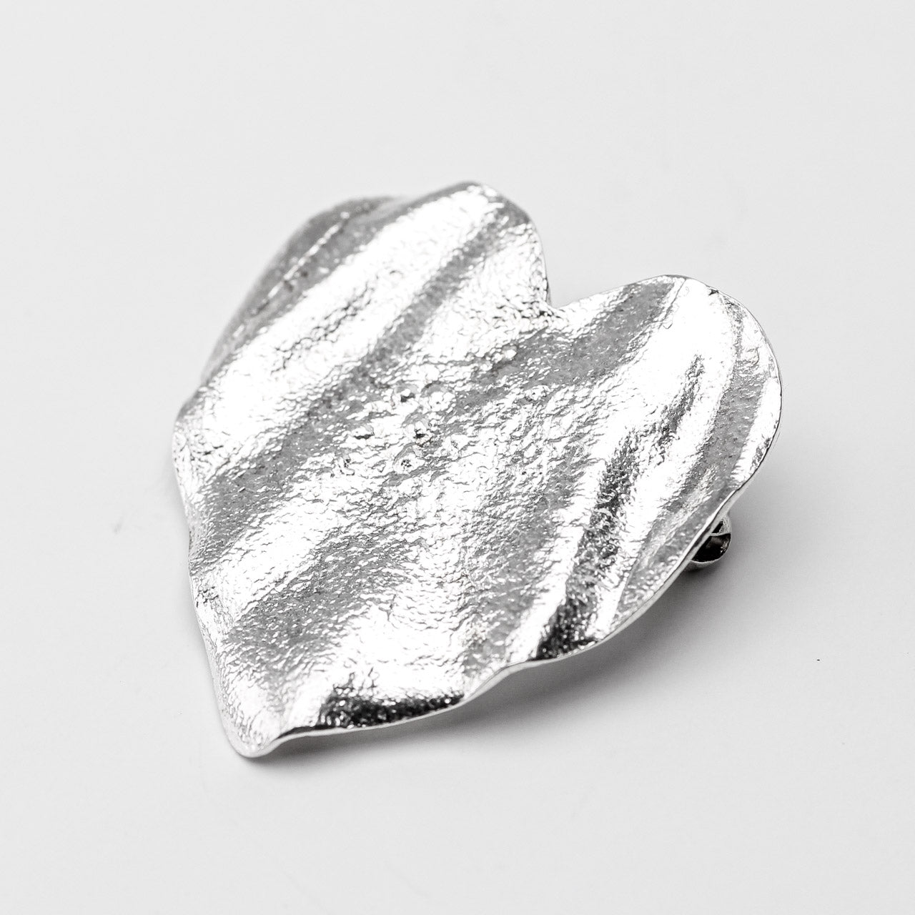 Ribbon Heart Silver Brooch by Silverfish