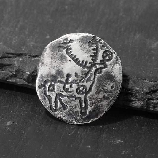 Campo Lameiro Round Silver-Plated Oxidised Brooch by Silverfish