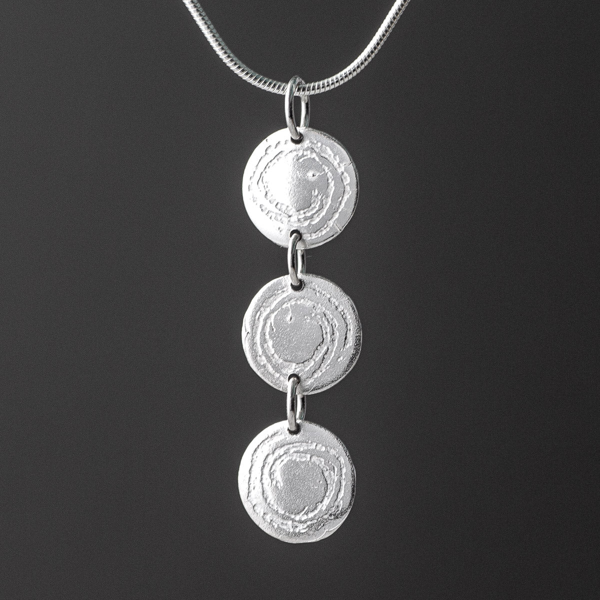 Barclodiad Rock Art Triple Silver Pendant by Silverfish