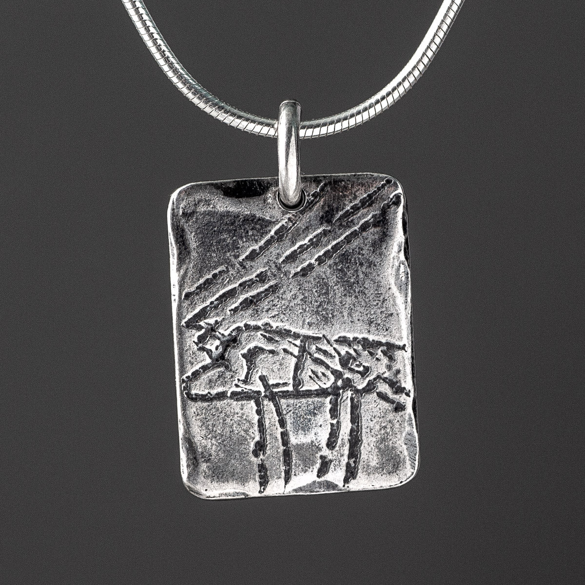 Cathole Cave Art Oxidised Silver Pendant by Silverfish