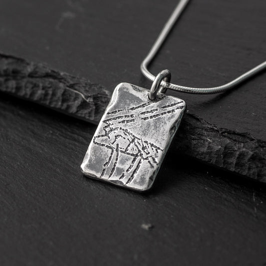 Cathole Cave Art Oxidised Silver Pendant by Silverfish