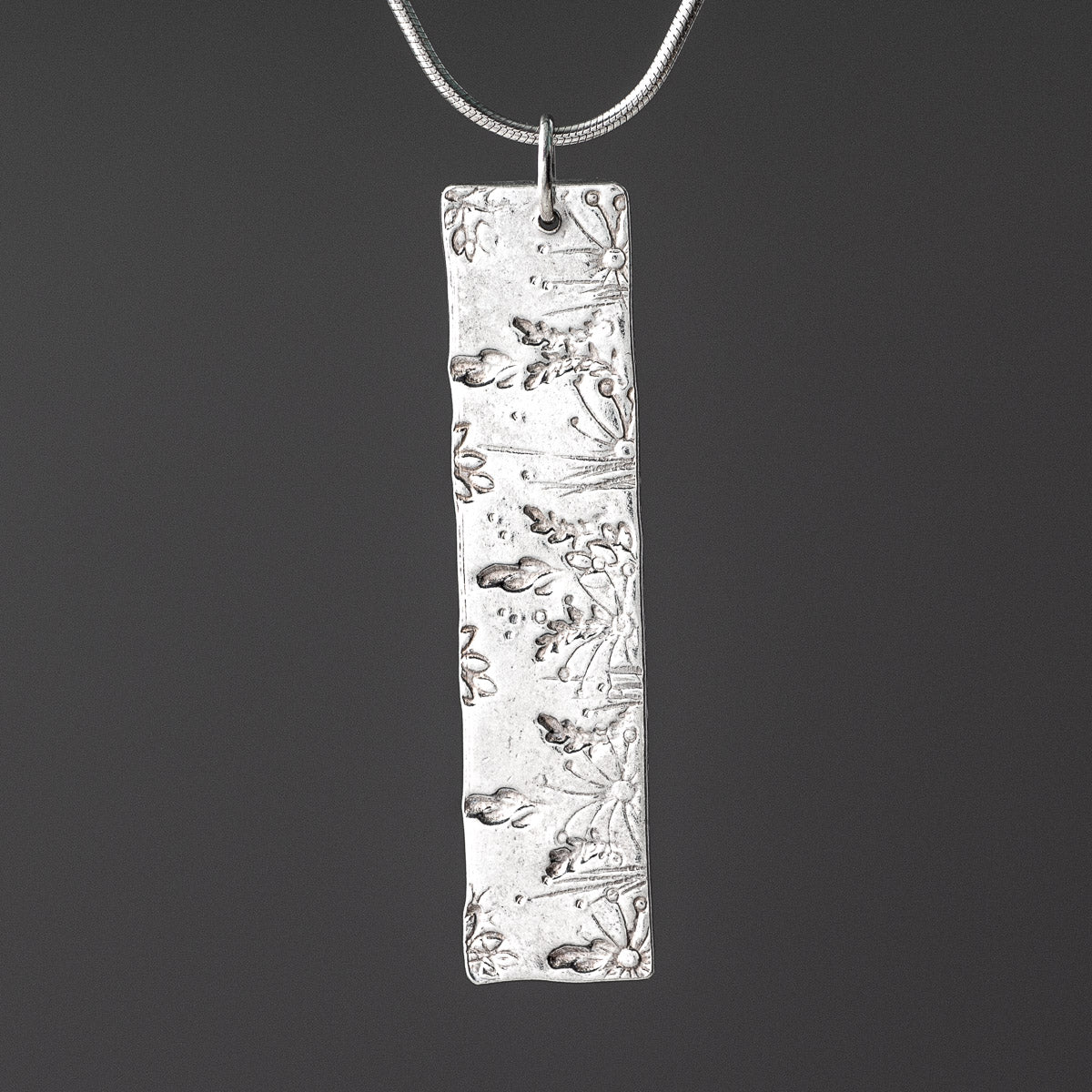 Flora Stem Silver Pendant - Large by Silverfish