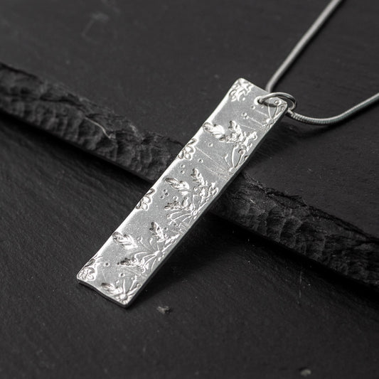 Flora Stem Silver Pendant - Large by Silverfish