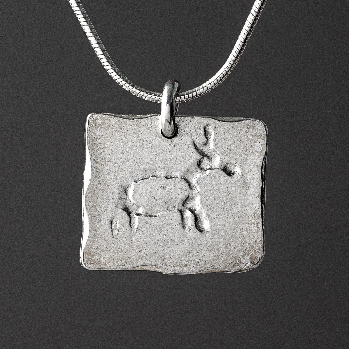 Norwegian Doe Rock Art Silver Pendant by Silverfish