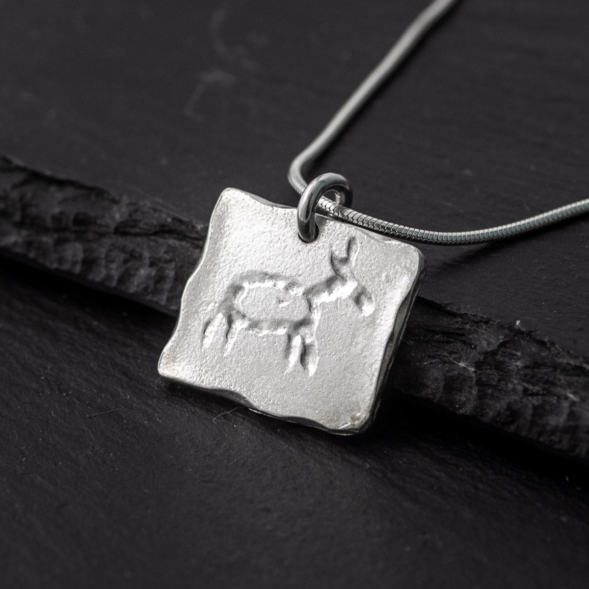 Norwegian Doe Rock Art Silver Pendant by Silverfish