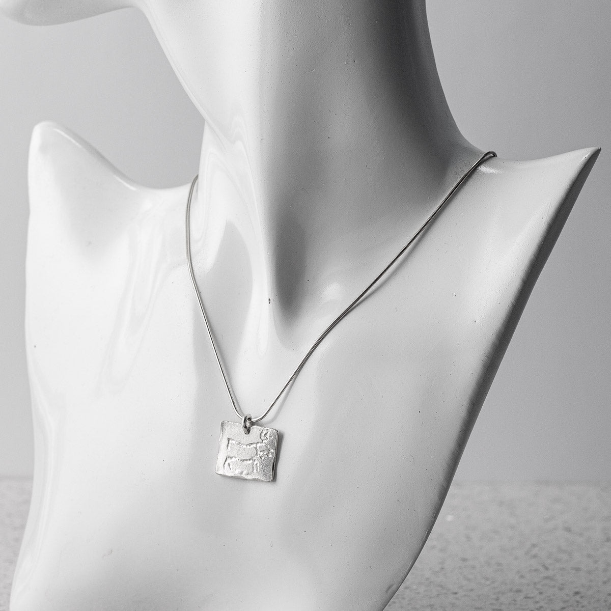 Norwegian Stag Rock Art Silver Pendant by Silverfish