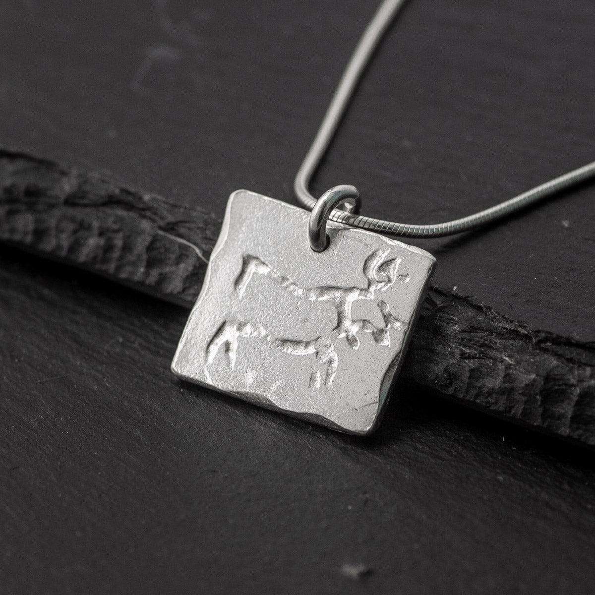Norwegian Stag Rock Art Silver Pendant by Silverfish