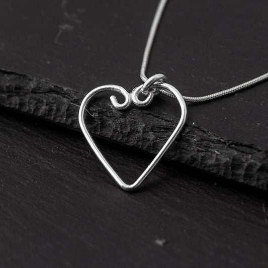 Open Heart Silver Pendant by Silverfish