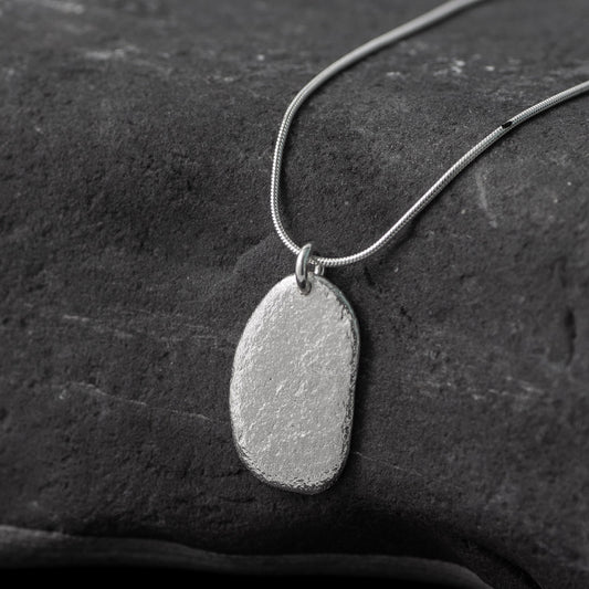 Pebble Silver Pendant - Extra Large Flat by Silverfish