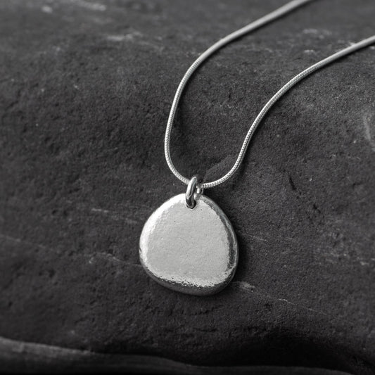 Pebble Silver Pendant - Large Smooth Triangle by Silverfish