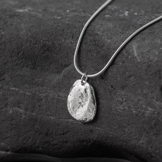 Pebble Silver Pendant - Medium Textured by Silverfish