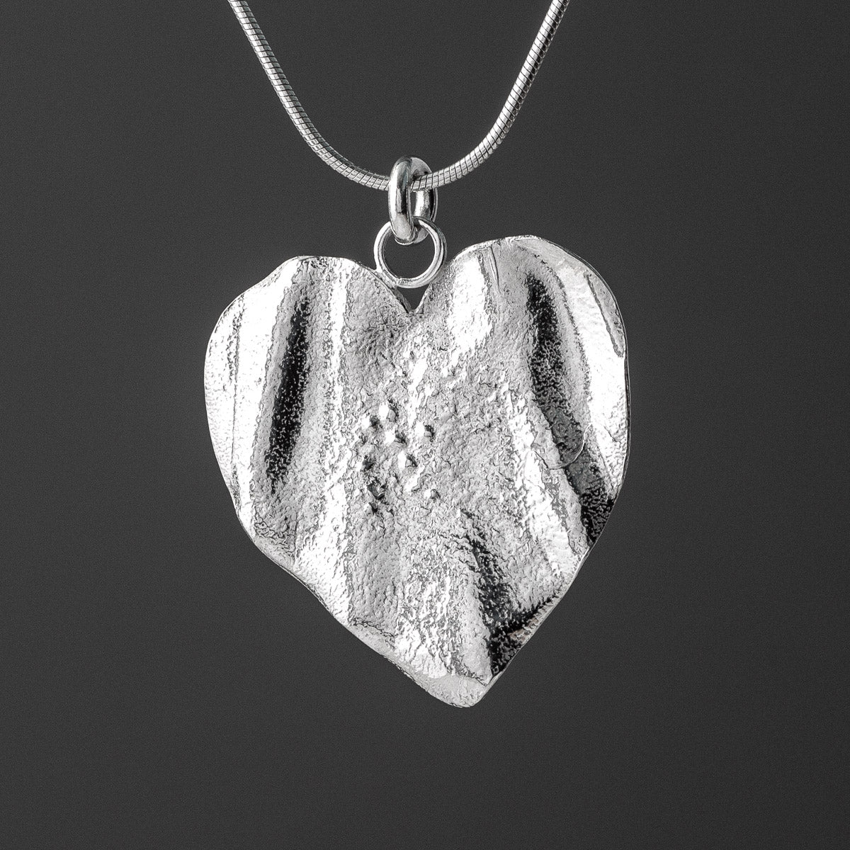 Ribbon Heart Silver Pendant - Large by Silverfish