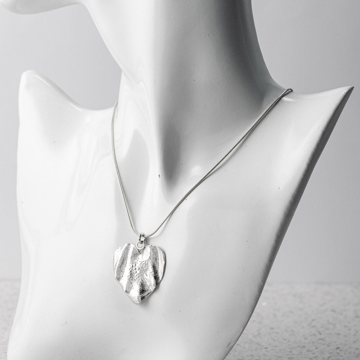 Ribbon Heart Silver Pendant - Large by Silverfish