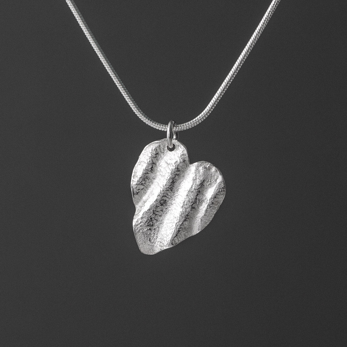 Ribbon Heart Silver Pendant - Small by Silverfish