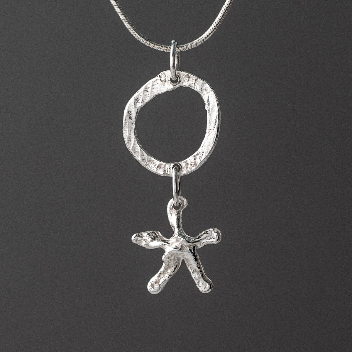 Starfish and Circle Pendant - Silver by Silverfish