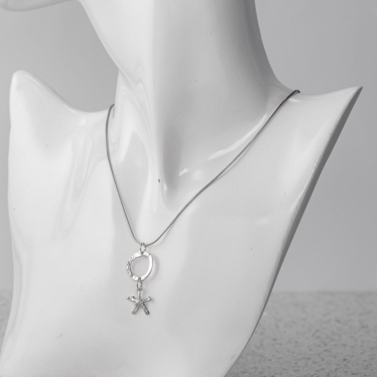 Starfish and Circle Pendant - Silver by Silverfish