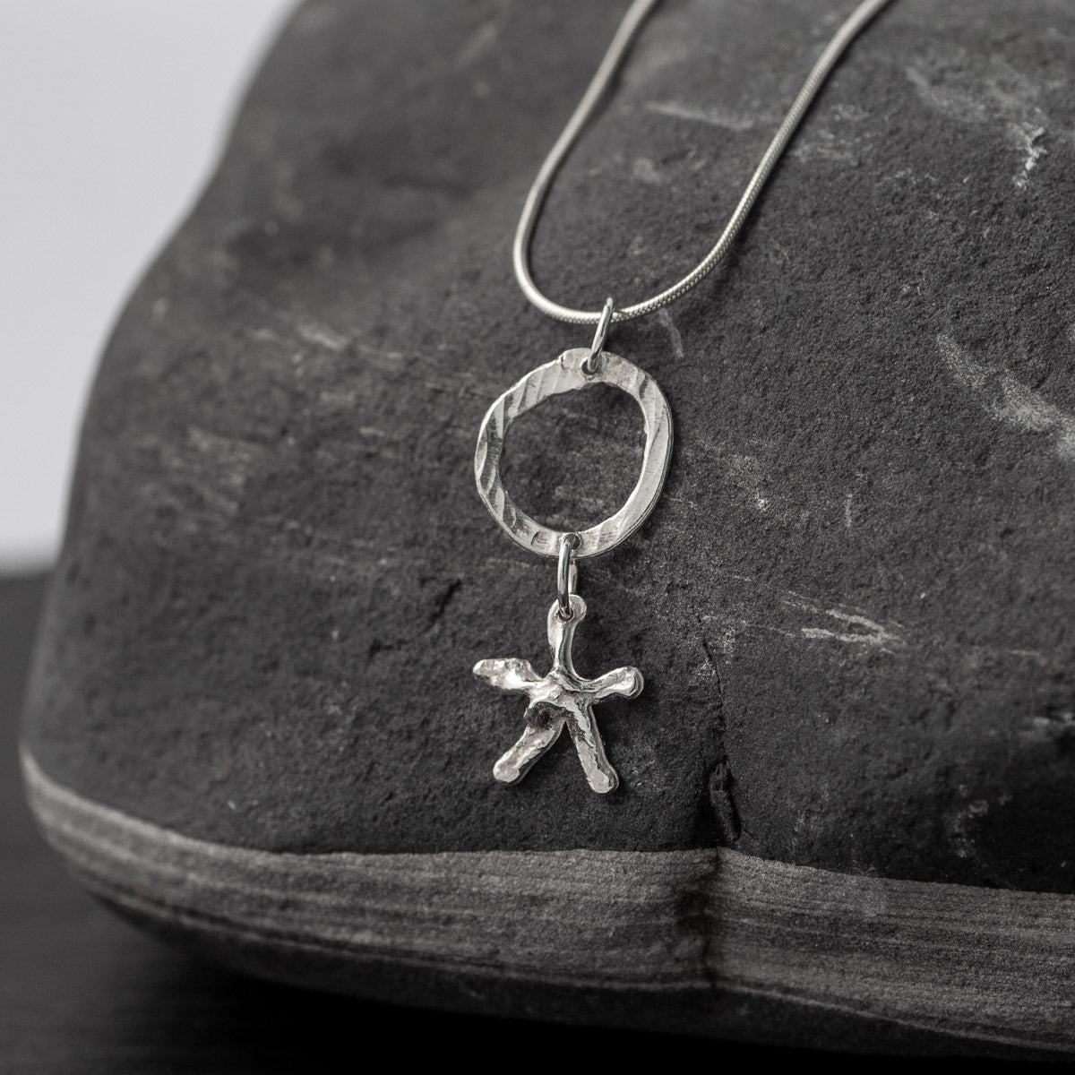 Starfish and Circle Pendant - Silver by Silverfish