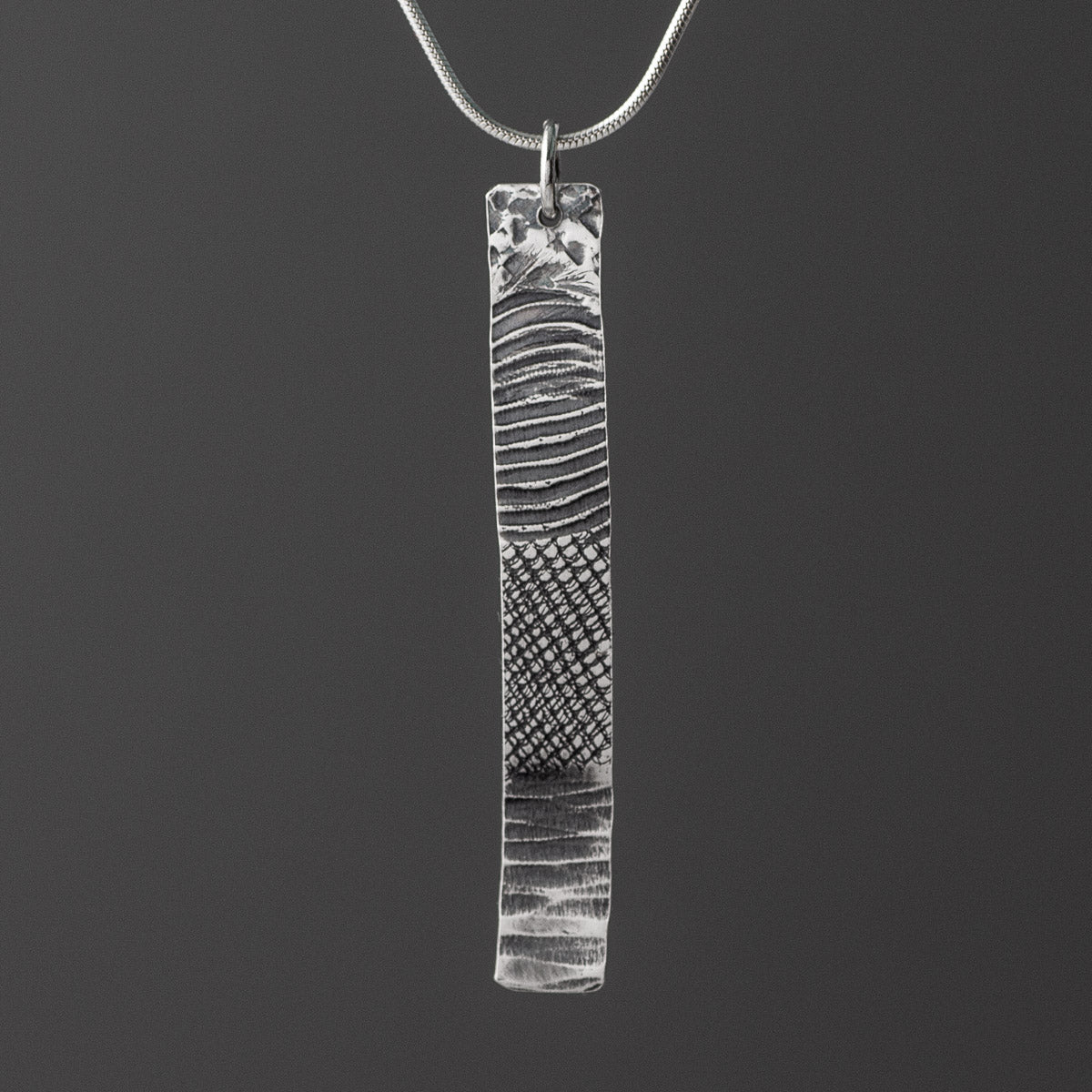 Strata Oxidised Silver Pendant by Silverfish