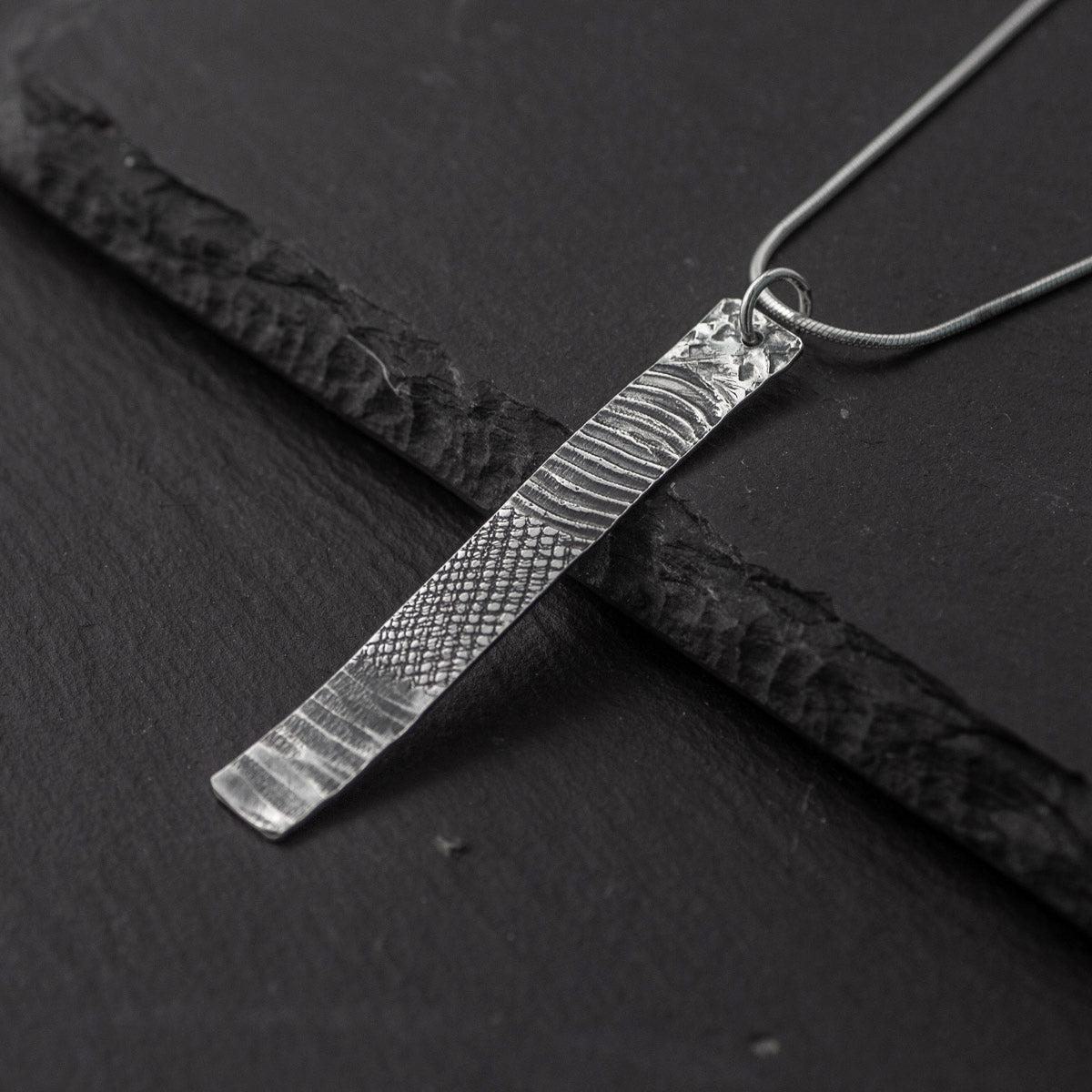 Strata Oxidised Silver Pendant by Silverfish