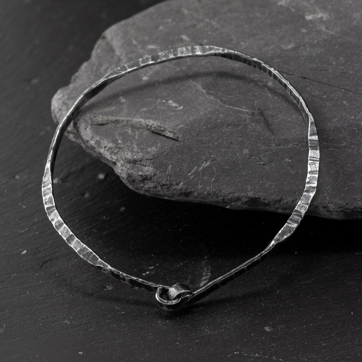 Forged Oxidised Silver Bangle - Knot - Large by Silverfish